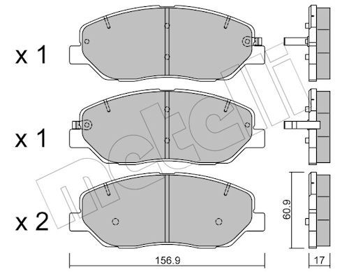 Metelli 2207870 Колодки гальмівні (передні) Hyundai Santa Fe II/III/Genesis 06-/Kia Sorento/Ssangyon