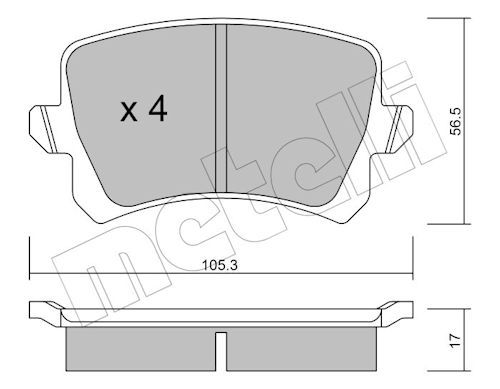 Metelli 2208060 Колодки гальмівні (задні) Audi A6 05-18/Q3/Skoda Octavia 12-/VW Passat B6-B8/Tiguan