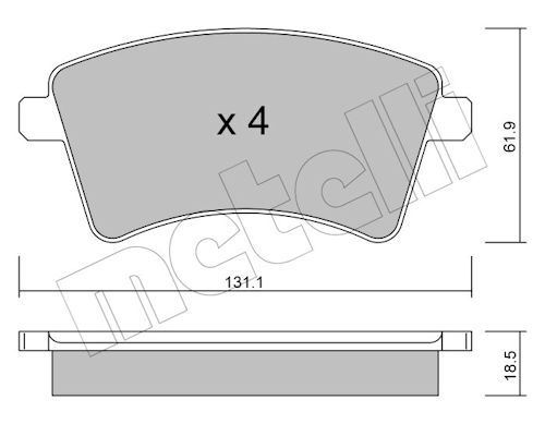 Metelli 2208120 Колодки гальмівні (передні) Renault Kangoo 08-