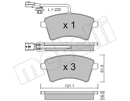 Metelli 2208121 Колодки гальмівні (передні) Renault Kangoo 08-/Nissan NV 250 19- (+датчики)