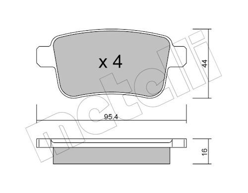 Metelli 2208140 Колодки гальмівні (задні) Renault Kangoo 08-/MB Citan 12-