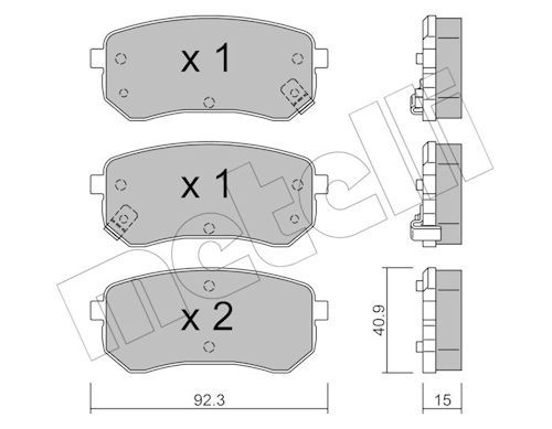 Metelli 2208150 Колодки гальмівні (задні) Hyundai i10 07-17/Kia Picanto 04-11