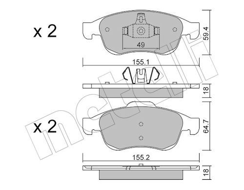 Metelli 2208170 Колодки гальмівні (передні) Dacia Dokker/Duster/Lodgy/Nissan Juke/Renault Clio V/Kan