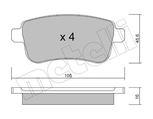 Metelli 2208180 Колодки гальмівні (задні) Renault Megane III 08-/Grand Scenic III/Fluence 09-