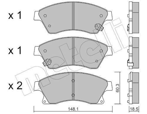 Metelli 2208380 Колодки гальмівні (передні) Nissan Rogue 10-13/Chevrolet Aveo 11-/Cruze/Opel Astra J