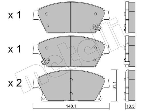 Metelli 2208390 Колодки гальмівні (передні) Nissan Rogue 10-13/Chevrolet Cruze/Opel Astra 09-/Zafira