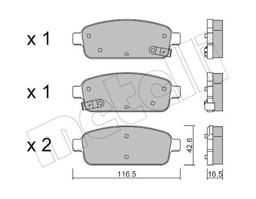 Metelli 2208400 Колодки гальмівні (задні) Nissan Rogue 10-13/Opel Zafira/Mokka/Astra 11-