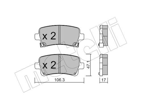 Metelli 2208440 Колодки гальмівні (задні) Opel Insignia 08-17/Chevrolet Malibu/Bentley Flying Spur 1