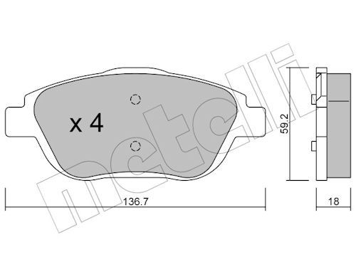 Metelli 2208520 Колодки гальмівні (передні) Citroen С3/DS3 09-/C4 Cactus/Peugeot 2008 13-