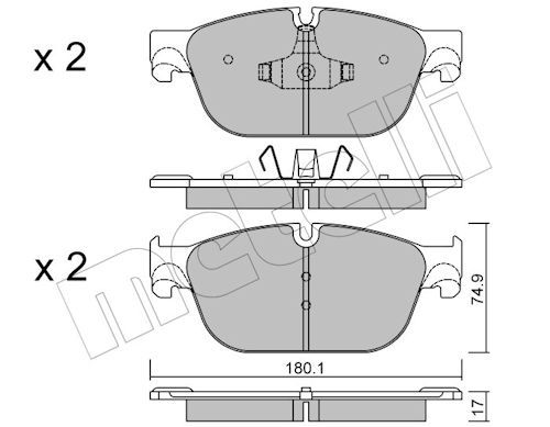 Metelli 2208540 Колодки гальмівні (передні) Citroen C5/C6/Peugeot 308/508 09-