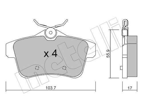 Metelli 2208550 Колодки гальмівні (задні) Citroen C4 09-/Peugeot 308/3008 09-16/5008 09-17