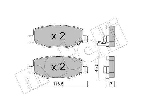Metelli 2208630 Колодки гальмівні (задні) Jeep Cherokee 08-/Compass 06-/Wrangler 07-/Dodge Nitro 06-
