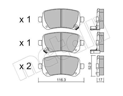 Metelli 2208640 Колодки гальмівні (задні) VW Routan 08-13/Chrysler Grand Voyager 07-/Dodge Journey 0