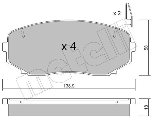 Metelli 2208720 Колодки гальмівні (передні) Mazda CX-7/CX-9/Mitsubishi L200/Pajero Sport 06-