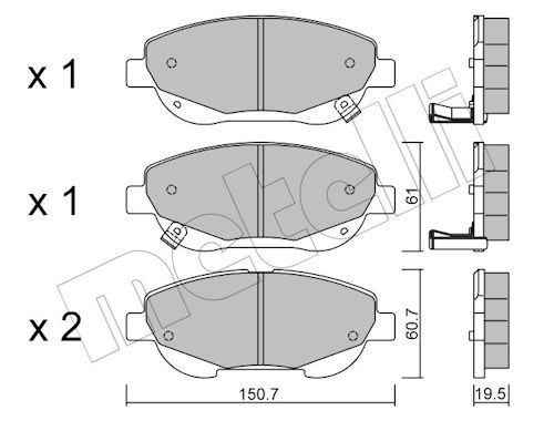 Metelli 2208790 Колодки гальмівні (передні) Toyota Avensis 08-18/Verso 09-18