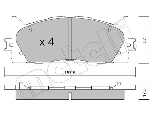 Metelli 2208820 Колодки гальмівні (передні) Toyota Camry 06-/Lexus ES 06-18