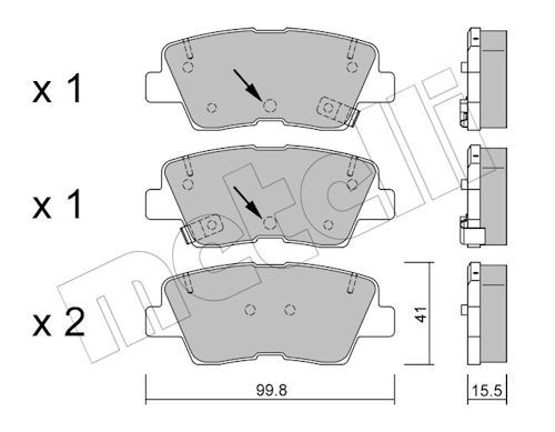 Metelli 2208861 Колодки гальмівні (задні) Kia Sportage/Ceed/Rio/Optima/Hyundai Accent/i10/i20/i30/i4