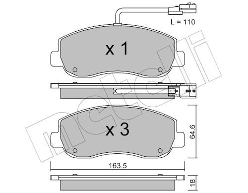 Metelli 2208980 Колодки гальмівні (передні) Renault Master III/Opel Movano B/Nissan NV400 10-(+датчи