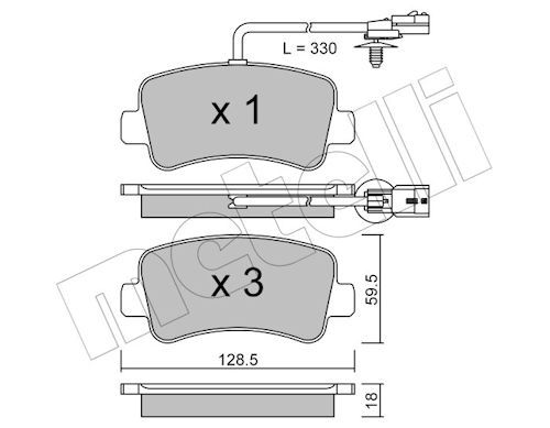 Metelli 2208990 Колодки гальмівні (задні) Renault Master III/Opel Movano B/Nissan NV400 10- (+датчик
