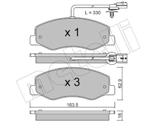 Metelli 2209000 Колодки гальмівні (задні) Renault Master III/Opel Movano/Nissan NV400 10- (+датчик)/
