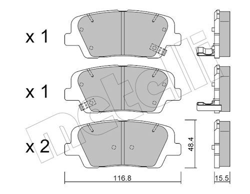 Metelli 2209010 Колодки гальмівні (задні) Hyundai Santa Fe II/III/IV 06-/Genesis/Kia Sorento II/III