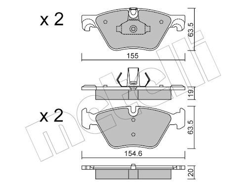 Metelli 2209170 Колодки гальмівні (передні) BMW 5 (F07/F10/F11) 09-17