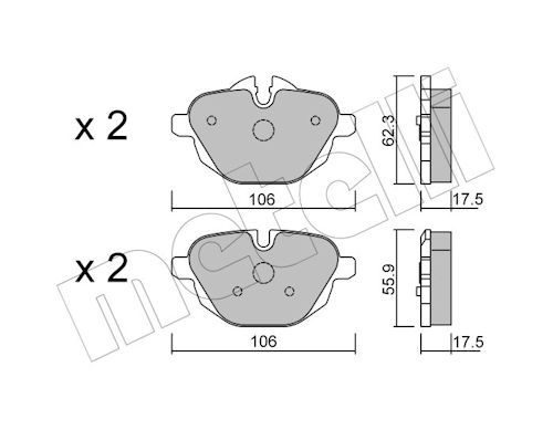 Metelli 2209200 Колодки гальмівні (задні) BMW 5 (F07/F10-11) 09-17/(G30-31/F90)/X3/X4/X5/X6
