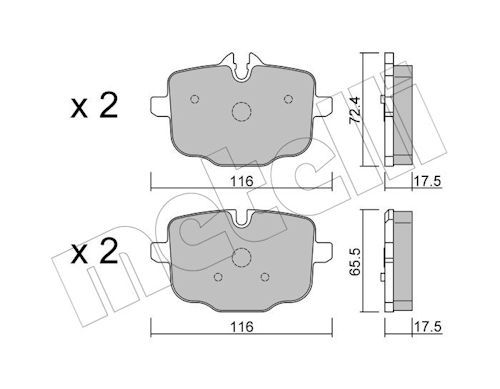 Metelli 2209210 Колодки гальмівні (задні) BMW 5 (F10/F11)/6 (F12/F13)/ 7 (G11/G12)/X5 (G05)/X6 (G06)