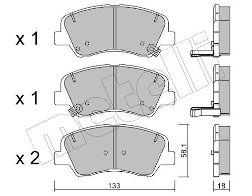 Metelli 2209430 Колодки гальмівні (передні) Hyundai Accent IV 10-/ i20 14-/Solaris 17-/Kia Rio III 1