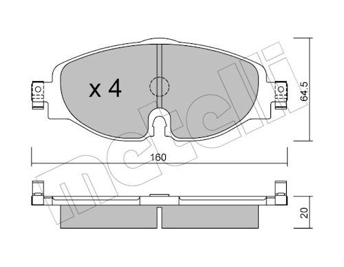 Metelli 2209500 Колодки гальмівні (передні) Audi A1/Q3 18-/Skoda Octavia/VW Golf/Caddy/Touran/Passat