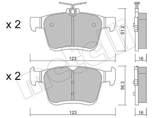 Metelli 2209510 Колодки гальмівні (задні) Audi A3/VW Golf 12-/Touran 15-