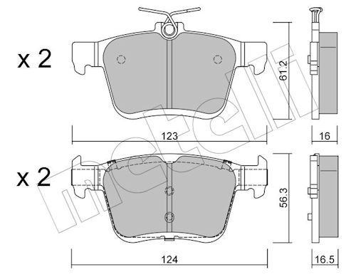 Metelli 2209512 Колодки гальмівні (задні) Audi Q2 1.0 TFSI/1.6 TDI 16-/VW T-Roc 1.5 TSI 17-