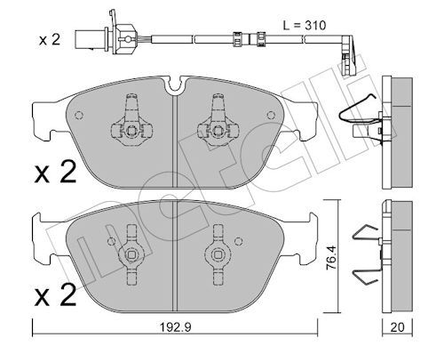 Metelli 2209540K Колодки гальмівні (передні) Audi A8/Q5 10- (з датчиком)