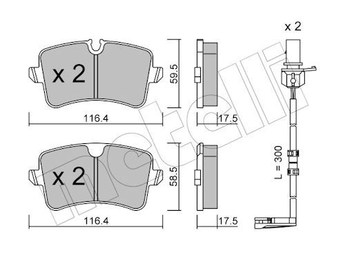 Metelli 2209551K Колодки гальмівні (задні) Audi A8 09-(з датчиками)