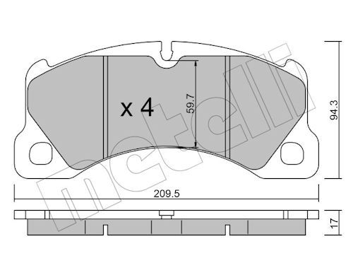 Metelli 2209573 Колодки гальмівні (передні) Porsche Cayenne/Panamera/Macan/VW Touareg 09-