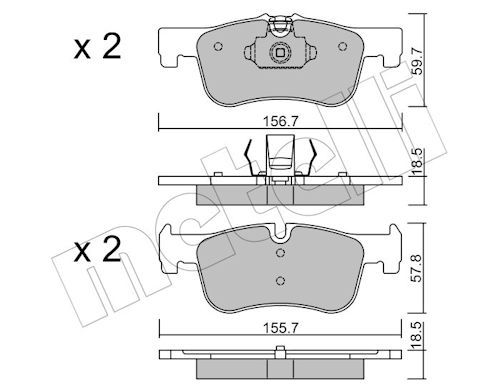Metelli 2209590 Колодки гальмівні (передні) BMW 1 (F20/F21) 11-/2 (F22/F23/F87) 14- B38/B47/N13/N47