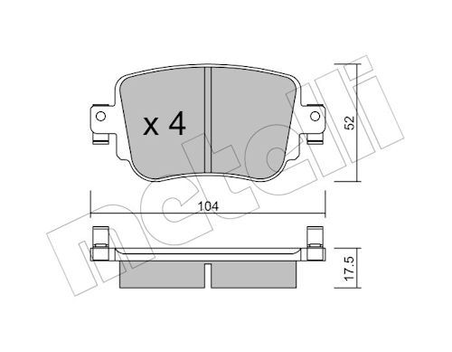 Metelli 2209800 Колодки гальмівні (задні) Audi Q3/Skoda Octavia/Seat Leon/VW Golf/Caddy IV 14-
