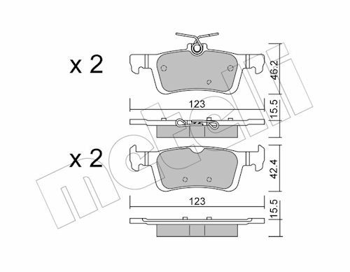 Metelli 2209860 Колодки гальмівні (задні) Peugeot 308 14-