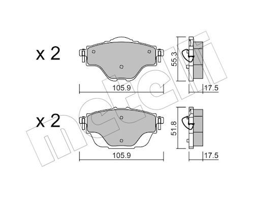 Metelli 2209880 Колодки гальмівні (задні) Citroen C4 13-/C5/Peugeot 508 18-/308 13-/3008/5008 16-/Op