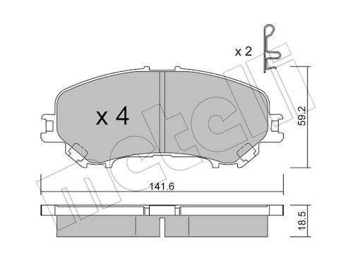 Metelli 2210100 Колодки гальмівні (передні) Nissan Qashqai II 13-/X-Trail 19-/Renault Kadjar 15-