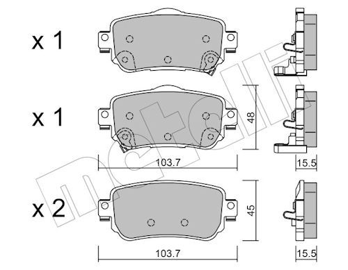 Metelli 2210110 Колодки гальмівні (задні) Nissan Leaf 17-/Qashqai/X-trail 13-/Renault Kadjar 15-/Kol