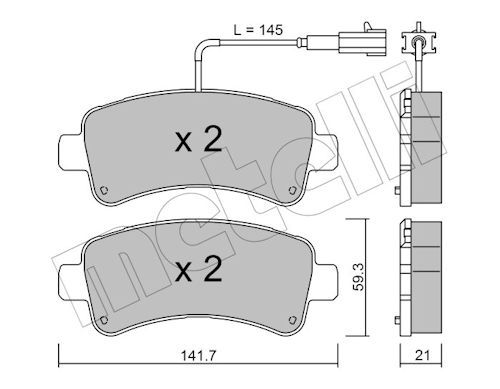 Metelli 2210330 Колодки гальмівні (задні) Citroen Jumper/Peugeot Boxeri 10- (з датчиком)