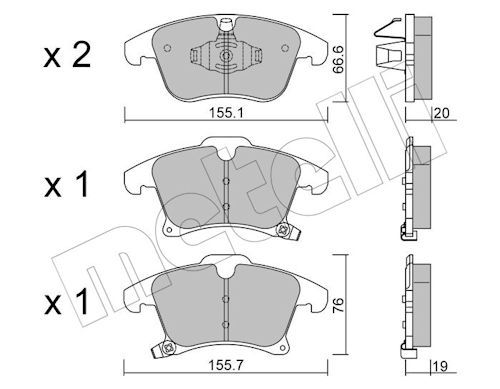 Metelli 2210390 Колодки гальмівні (передні) Ford Galaxy III/S-Max/Mondeo V/Fusion 13-/Ford (USA) Fus