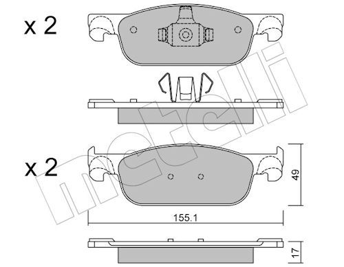 Metelli 2211090 Колодки гальмівні (передні) Renault Logan II/Clio IV/Sandero II 11-/Lada Xray 16-