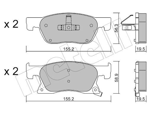 Metelli 2211140 Колодки гальмівні (передні) Opel Astra K 15-