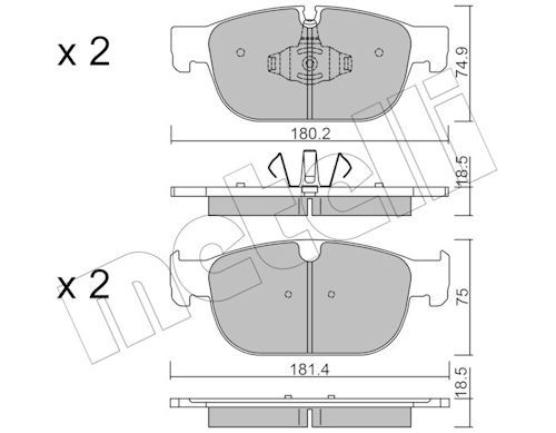 Metelli 2211200 Колодки гальмівні (передні) Volvo S60/S90/V60/V90/XC40/XC60/XC90 2.0 15-