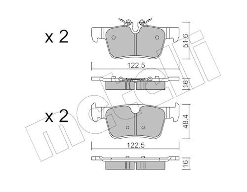 Metelli 2211210 Колодки гальмівні (задні) Volvo S60 III/S90 II/ V60 II/ XC60 II 16-