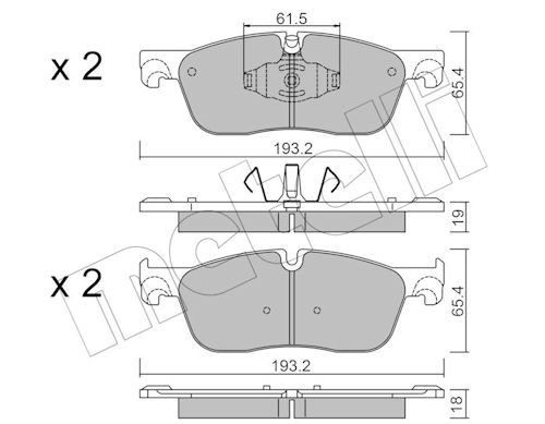 Metelli 2211230 Колодки гальмівні (передні) Land Rover Discovery/Range Rover 2.0D 11-