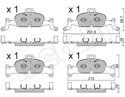 Metelli 2211260 Колодки гальмівні (передні) Audi A4 15-/A5 16-/A6 18-/A7 16-/Q5 16-