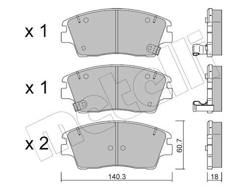 Metelli 2211640 Колодки гальмівні (передні) Hyundai ix35 13-/Tucson 15-/Elantra 16-/Kia Sportage 15-